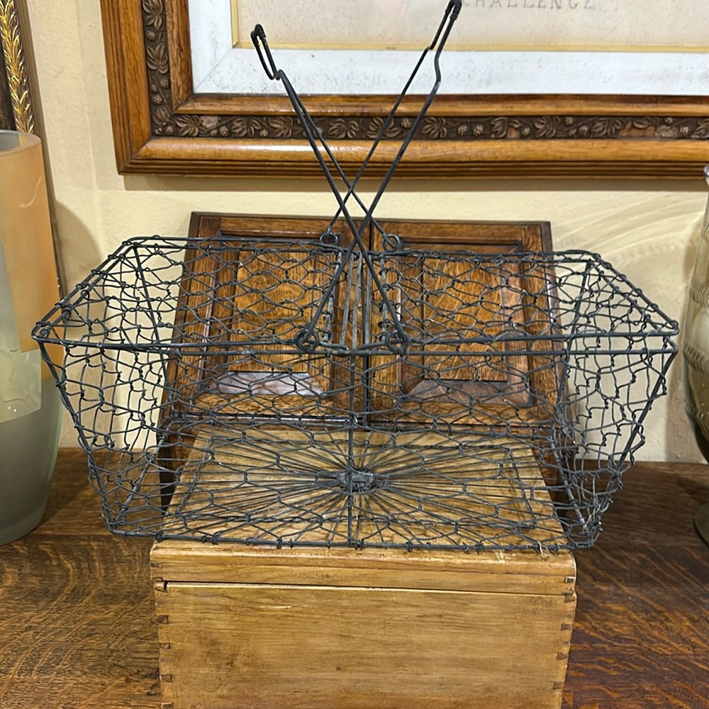 Antique vintage wire, egg basket